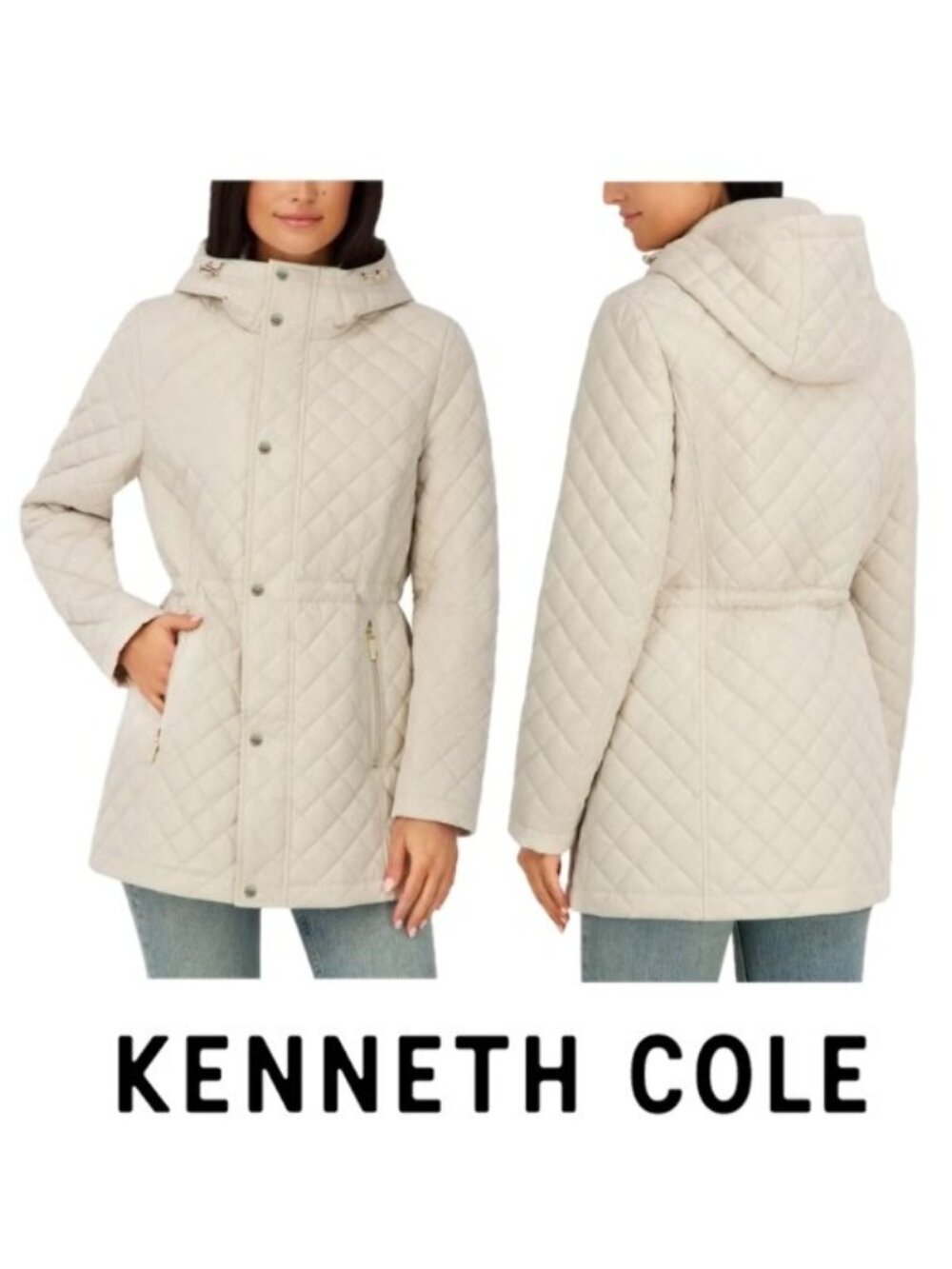 NWT Kenneth Cole Women's Quilted Jacket, Cream